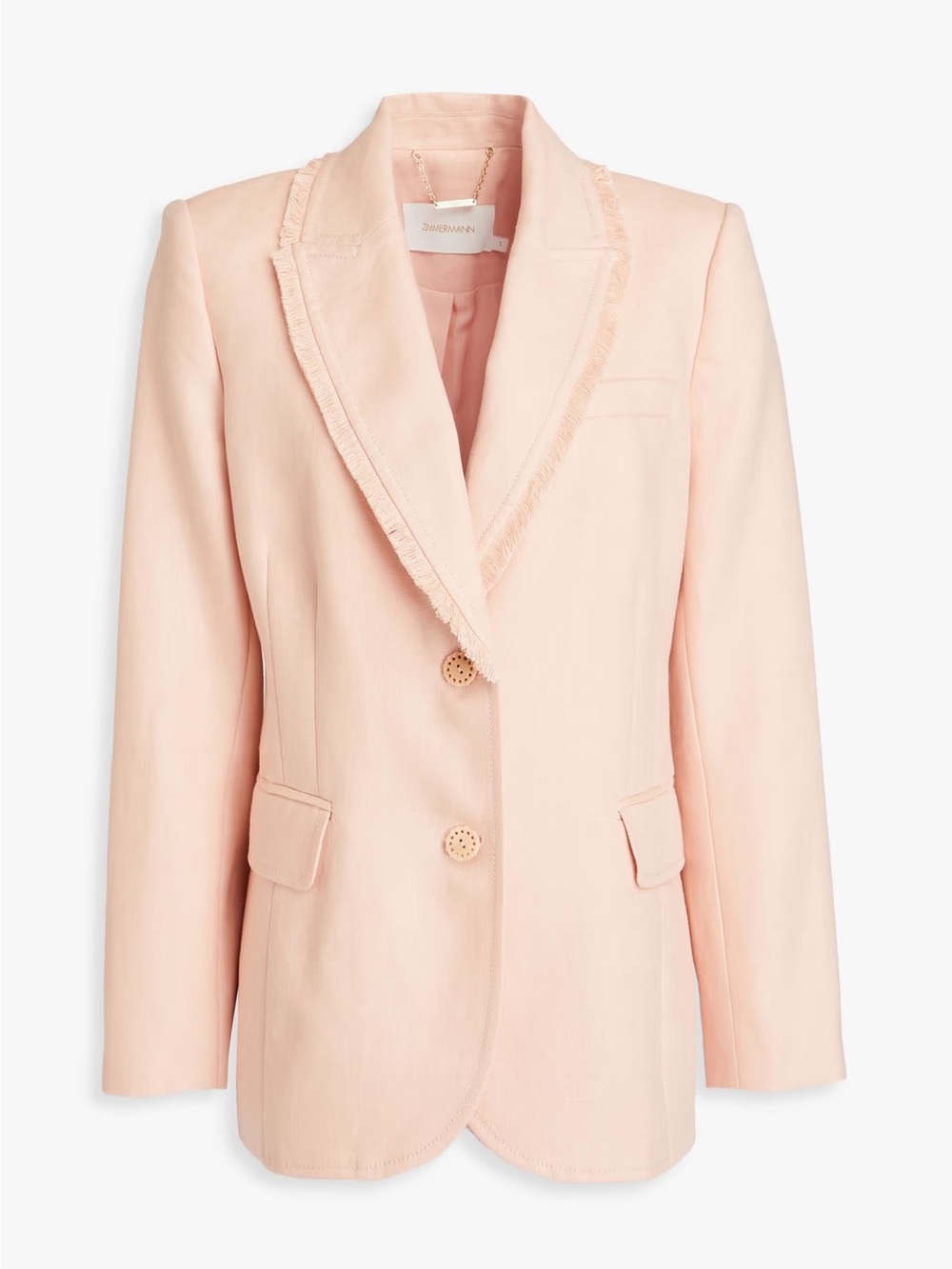 Zimmermann Blush Pink Fringed Notch Lapel Blazer